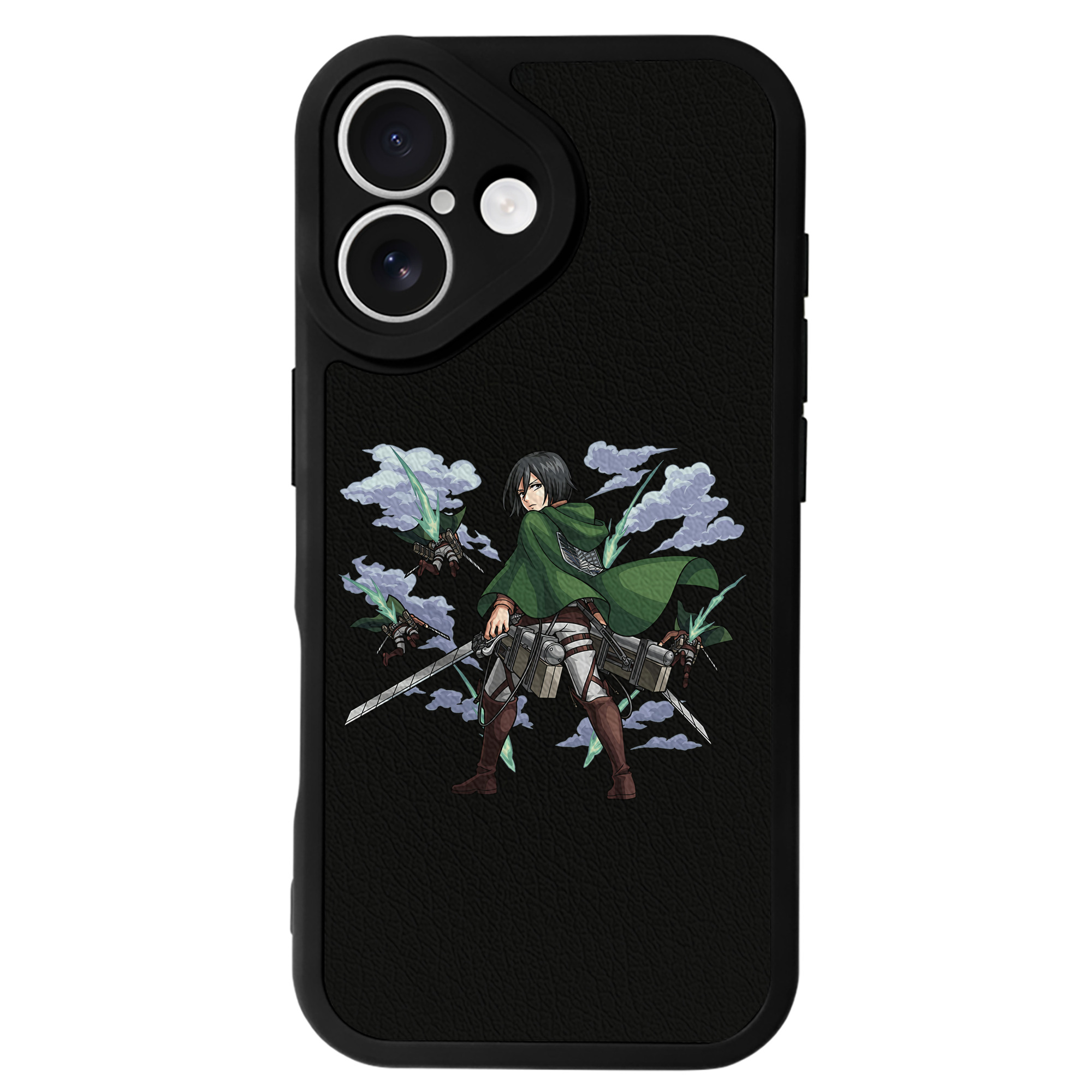 （画像用） 進撃の巨人 ミカサ·アッカーマン Attack on Titan Mikasa Ackerman 【iPhone 16シリーズ対応】シリコンスマホケース（レザー調） 材質：シリコン
